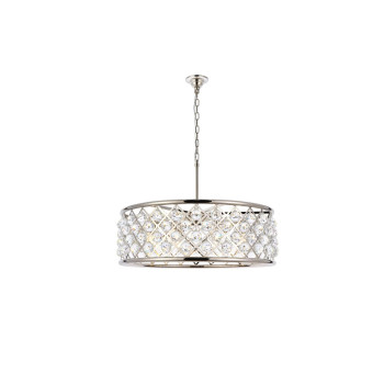 Elegant Lighting 1214D32Pnrc 32 Dia X 105 H In Madison Pendant Lamp Polished Nickel Royal Cut Crystal Clear