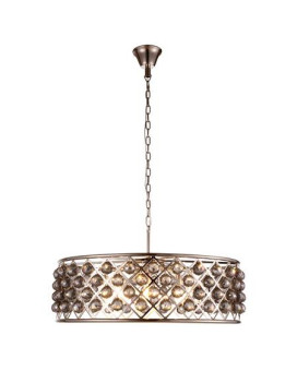 Elegant Lighting 1214D32Pnssrc 32 Dia X 105 H In Madison Pendant Lamp Polished Nickel Royal Cut Silver Shade Grey