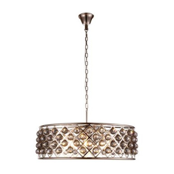 Elegant Lighting 1214D32Pnssrc 32 Dia X 105 H In Madison Pendant Lamp Polished Nickel Royal Cut Silver Shade Grey