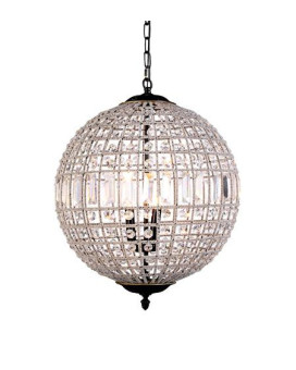 Elegant Lighting 1205D24Dbrc 24 Dia X 335 H In Olivia Pendant Lamp Dark Bronze44 Royal Cut Crystal Clear