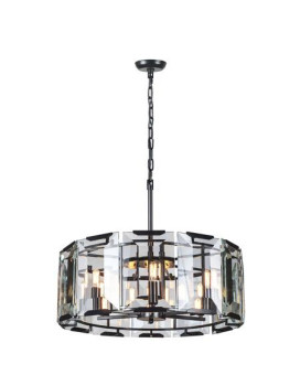 Elegant Lighting 1211D26Fb 26 Dia X 12 H In Monaco Pendant Lamp Flat Black Matte