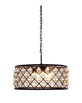 Elegant Lighting 1213D25Mbrc 25 Dia X 105 H In Madison Pendant Lamp Mocha Brown Royal Cut Crystal Clear