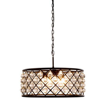 Elegant Lighting 1213D25Mbrc 25 Dia X 105 H In Madison Pendant Lamp Mocha Brown Royal Cut Crystal Clear