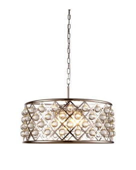 Elegant Lighting 1213D25Pnrc 25 Dia X 105 H In Madison Pendant Lamp Polished Nickel Royal Cut Crystal Clear