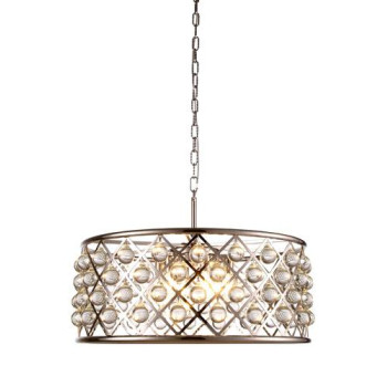 Elegant Lighting 1213D25Pnrc 25 Dia X 105 H In Madison Pendant Lamp Polished Nickel Royal Cut Crystal Clear