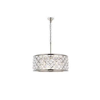 Elegant Lighting 1213D25Pnrc 25 Dia X 105 H In Madison Pendant Lamp Polished Nickel Royal Cut Crystal Clear