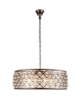 Elegant Lighting 1213D32Pnrc 32 Dia X 105 H In Madison Pendant Lamp Polished Nickel Royal Cut Crystal Clear