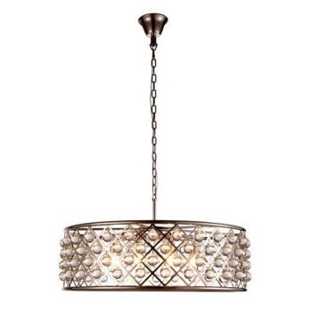 Elegant Lighting 1213D32Pnrc 32 Dia X 105 H In Madison Pendant Lamp Polished Nickel Royal Cut Crystal Clear