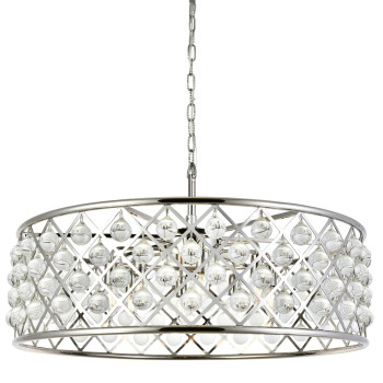 Elegant Lighting 1213D32Pnrc 32 Dia X 105 H In Madison Pendant Lamp Polished Nickel Royal Cut Crystal Clear