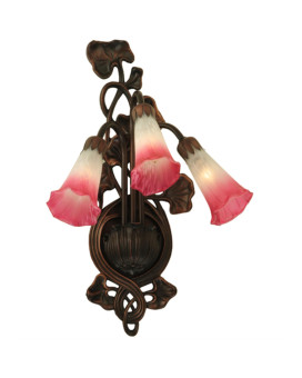 105W Pinkwhite Pond Lily 3 Lt Wall Sconce