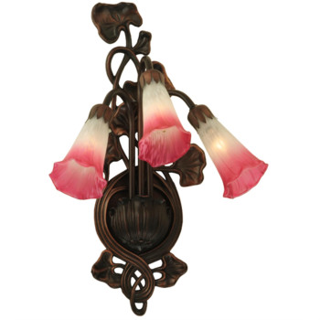 105W Pinkwhite Pond Lily 3 Lt Wall Sconce