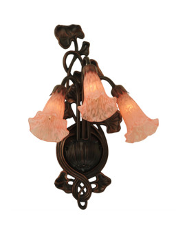 105W Pink Pond Lily 3 Lt Wall Sconce