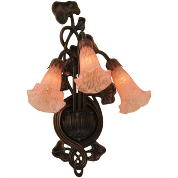 105W Pink Pond Lily 3 Lt Wall Sconce