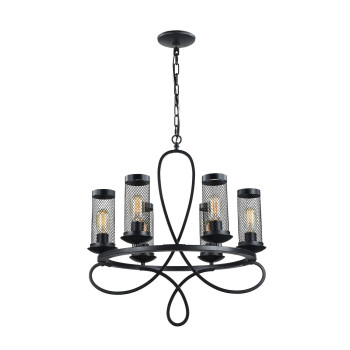 6Lt Pendant Lamp Finish Rustic Black