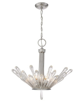 Contemporary 6 Light Chandelier Finish Silver Leaf