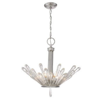 Contemporary 6 Light Chandelier Finish Silver Leaf