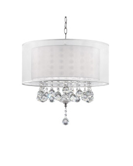 19 Tall Metal Ceiling Lamp Moiselle With Silver Finish And Crystal Accents Silvery Shade