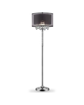 625 Tall Metal Floor Lamp Effleurer With Silver Finish And Crystal Accents Black Shade