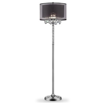 625 Tall Metal Floor Lamp Effleurer With Silver Finish And Crystal Accents Black Shade