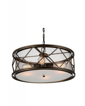 4 Light Chandelier With Light Brown Finish