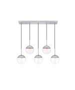 Eclipse 5 Lights Chrome Pendant With Clear Glass