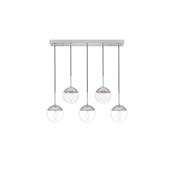 Eclipse 5 Lights Chrome Pendant With Clear Glass