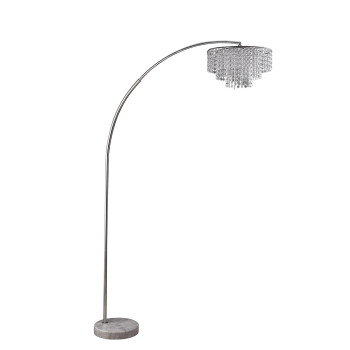 86 Tall Clos Glam 2Tiered Arch Floor Lamp On Marble Base Silver With Acrylic Accents