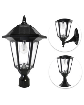 Windsor Bulb Solar Light Wallpier3 Fitter Mount Black