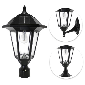 Windsor Bulb Solar Light Wallpier3 Fitter Mount Black