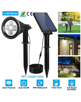 Solar Powered Spotlight Outdoor Dusk To Dawn Light Wall Path Lawn Garden Lamp Waterproof