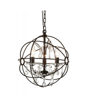 3 Light Up Mini Chandelier With Brown Finish