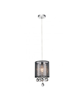 1 Light Drum Shade Mini Pendant With Chrome Finish