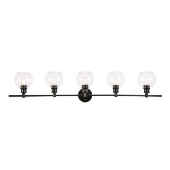 Collier 5 Light Black And Clear Glass Wall Sconce