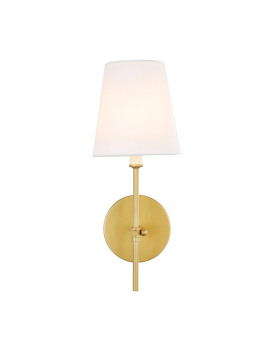 Mel 1 Light Brass And White Shade Wall Sconce