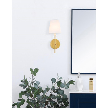 Mel 1 Light Brass And White Shade Wall Sconce