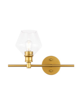 Gene 1 Light Brass And Clear Glass Right Wall Sconce