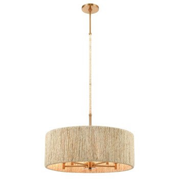 Abaca 24 Wide 5Light Chandelier Satin Brass