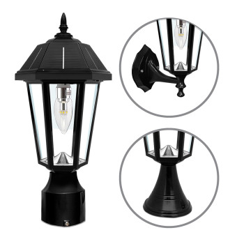 Topaz Solar Lamp Wallpier3 Fitter Mounts Black