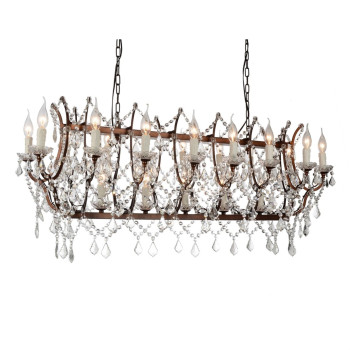 24 Light Up Chandelier With Light Brown Finish