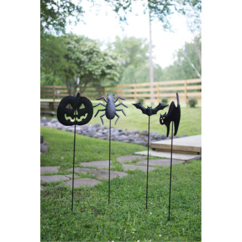 Set Of Four Halloween Yard Stakes One Each Design