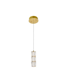 Polaris Led Light Gold Pendant Clear Royal Cut Crystal