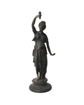 Antique Bronze Lady W Lamp Statue