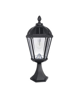 Gama Sonic Outdoor Solar Post Light With Pier Base Black Aluminum And Beveled Glass Royal Bulb 120 Lumens Warm White Led Moun