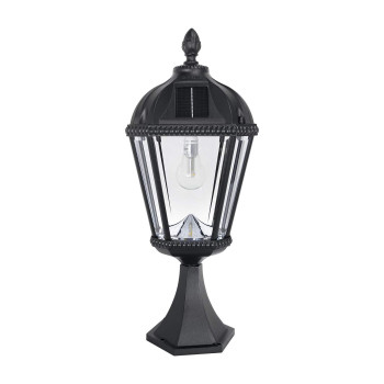 Gama Sonic Outdoor Solar Post Light With Pier Base Black Aluminum And Beveled Glass Royal Bulb 120 Lumens Warm White Led Moun