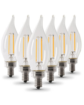 Feit Electric 60 W Equivalent Soft White Ca10 Dimmable Enhance Decorative Candelabra Led Light Bulb 6Pack