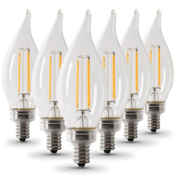 Feit Electric 60 W Equivalent Soft White Ca10 Dimmable Enhance Decorative Candelabra Led Light Bulb 6Pack