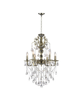 6 Light Up Chandelier With Antique Brass Finish