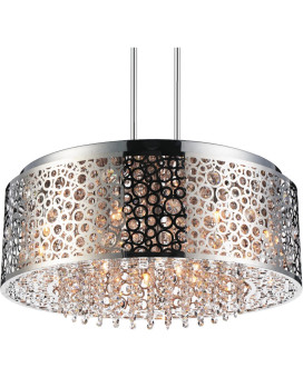 9 Light Drum Shade Chandelier With Chrome Finish