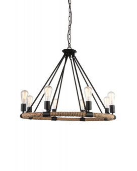 8 Light Up Chandelier With Black Finish