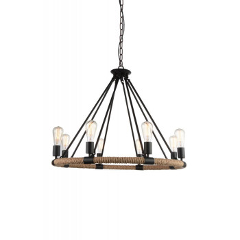 8 Light Up Chandelier With Black Finish